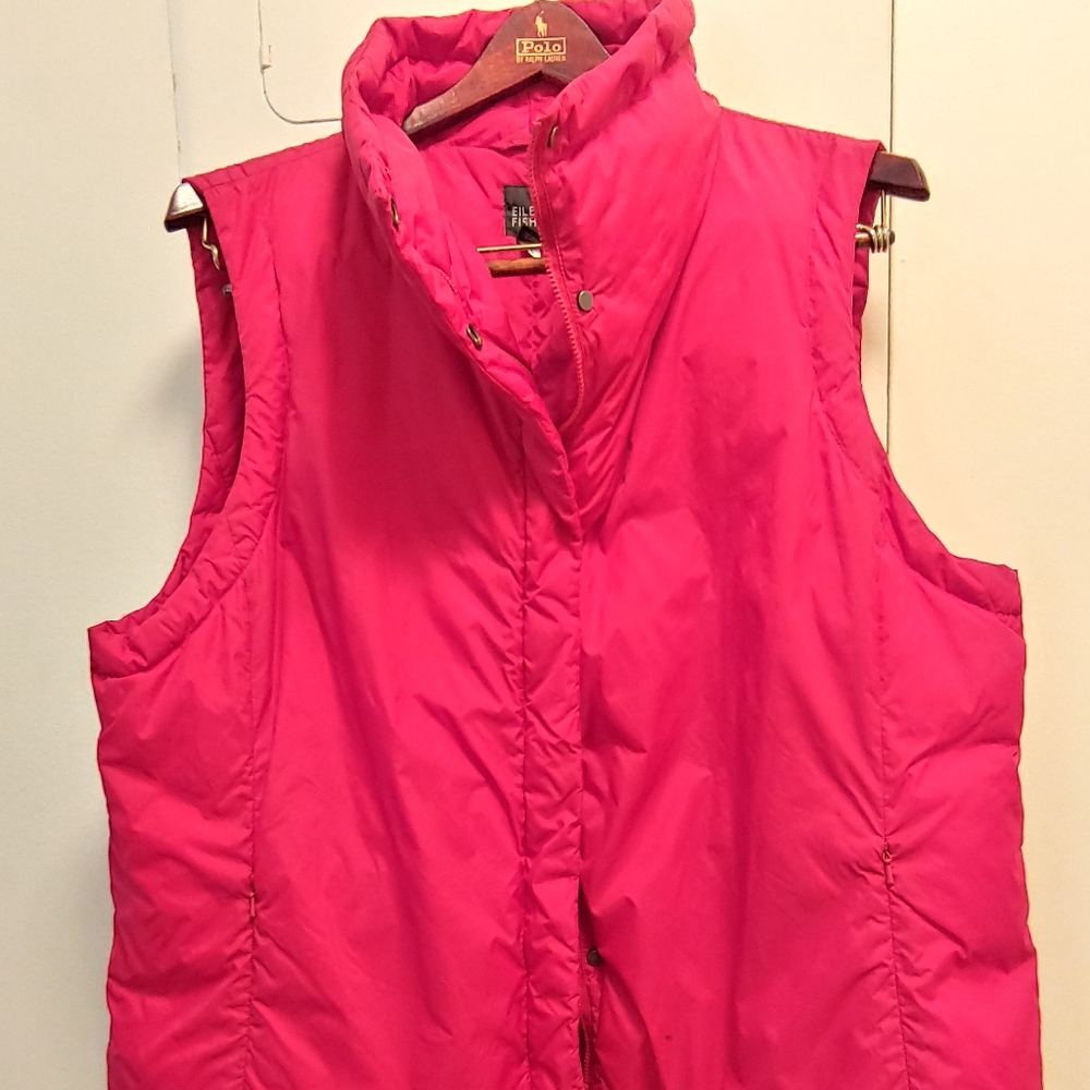 Eileen Fisher Red Down Puffer Vest